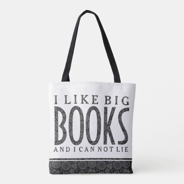 Tote Bag Design de texte blanc et noir J'aime les grands li (Dos)