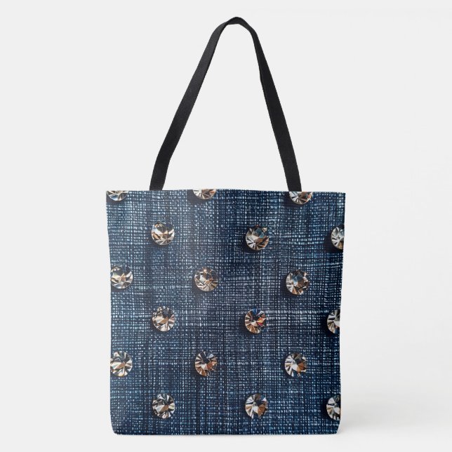 Tote Bag Design Denim et Diamond Large Fourre-tout (Devant)