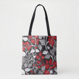 Tote Bag Design élégant à feuilles rouges et noires