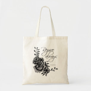 Tote Bag Design floral avec citation biblique "Réjouissez t