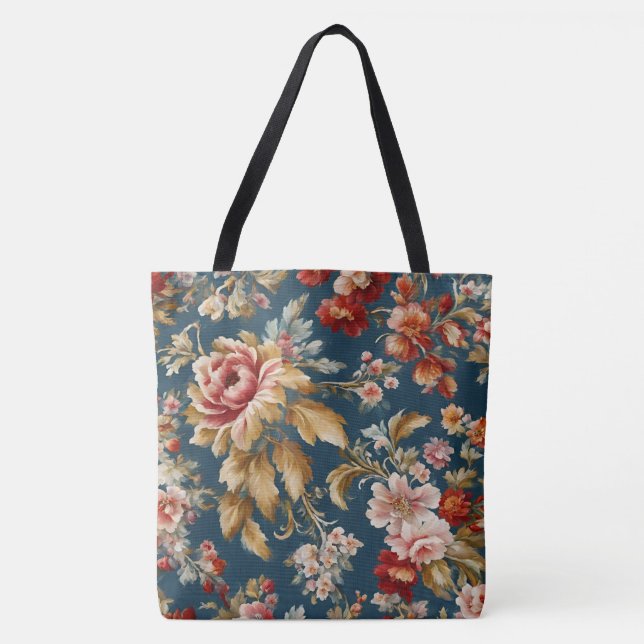 Tote Bag Design floral italien sophistiqué (Devant)
