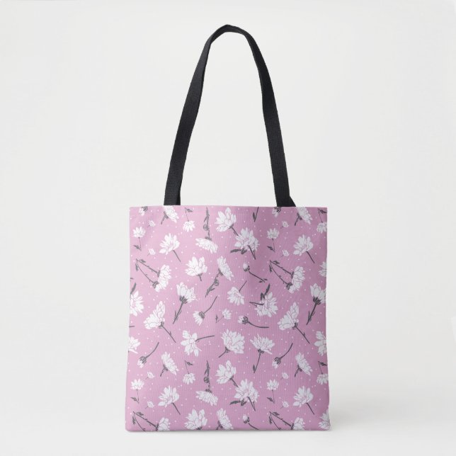 Tote Bag Design Floral Rose - Art Fleur Élégant (Devant)