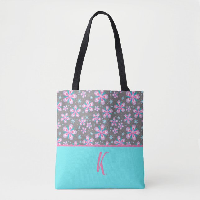 Tote Bag Design floral rose personnalisé (Devant)