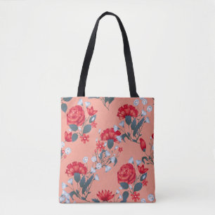 Tote Bag Design floral vintage motif sans couture avec rose