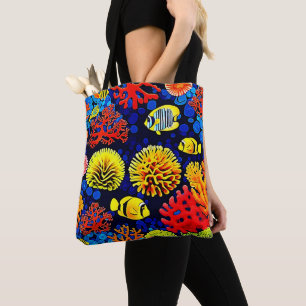 Tote Bag Design lumineux de la vie sous-marine