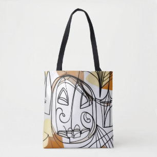 Tote Bag Design moderne abstrait art citrouille Halloween