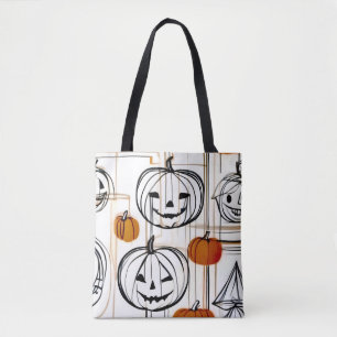 Tote Bag Design moderne art de ligne citrouille Halloween t
