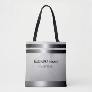 Tote Bag Design moderne chic noir & argent Foil Créateur