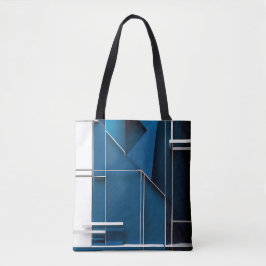 Tote Bag Design moderne géométrique moderne blanc bleu