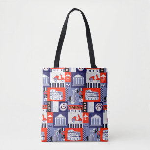 Tote Bag Design motif décoratif de Rome sans faille. Textes