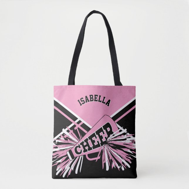 Tote Bag Design Pom-pom girl rose, noir et blanc (Devant)