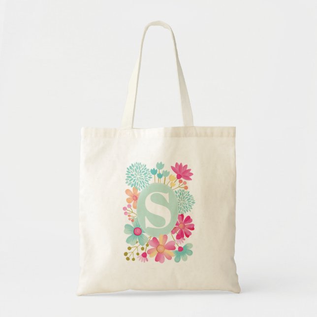 Tote Bag Designer Monogram Initial Canvas (Devant)
