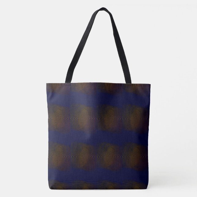 Tote Bag Dessin abstrait MODERNE en bleu-marron foncé (Devant)