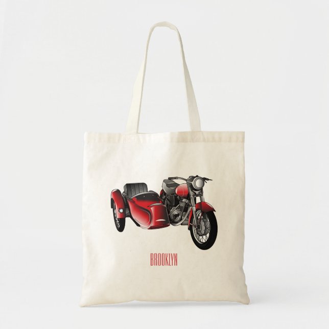 Tote Bag dessin animé de la moto Sidecar (Devant)