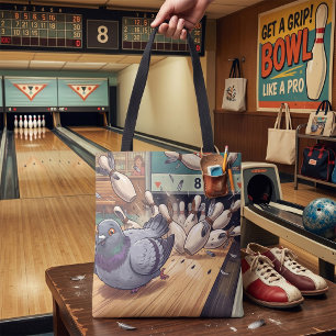 Tote Bag Dessin animé de pigeons drôles jouant au bowling s