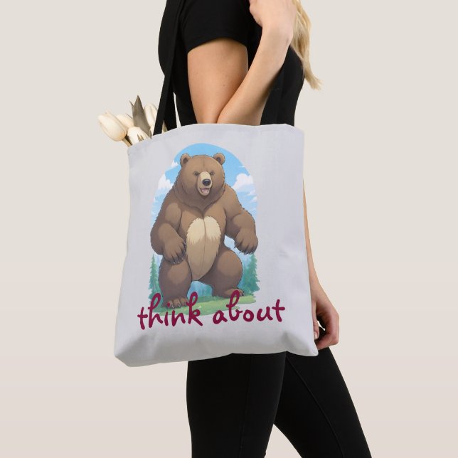Tote Bag Dessin coloré d'un ours dans la forêt (De près)