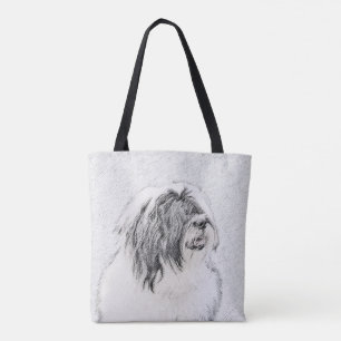 Tote Bag Dessin de collie à oreilles - Joli art original de