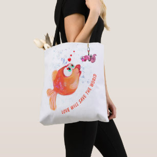Tote Bag Dessin de dessin animé amusant pour le poisson et