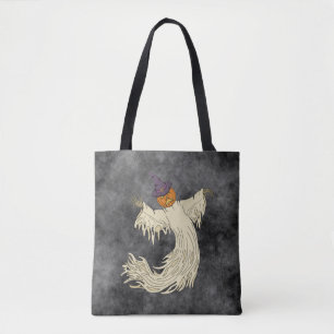 Tote Bag Dessin de fantôme à tête de citrouille pour Hallow