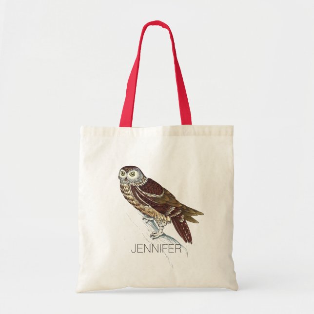Tote Bag Dessin de hibou Brown (Devant)