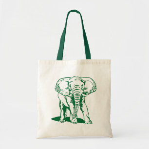 Tote Bag Dessin de la ligne d'éléphant vert de la Chasseur