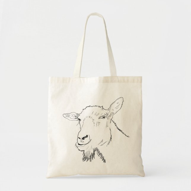 Tote Bag Dessin de ligne de chèvre amusant Design d'art ani (Devant)