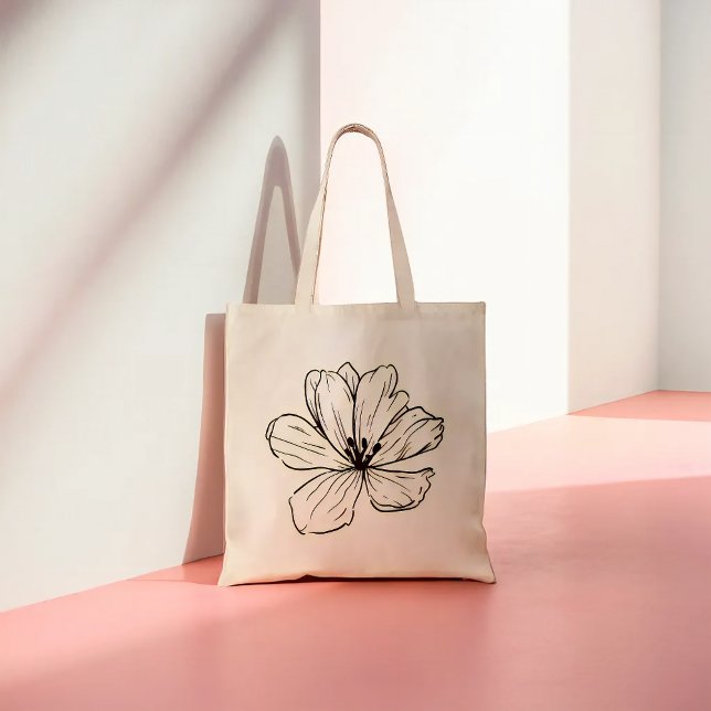 Tote Bag Dessin de ligne florale classique (Créateur téléchargé)
