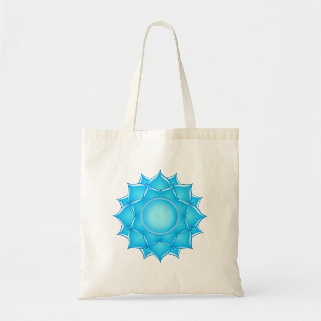 Tote Bag Dessin de lotus de verre bleu (Devant)