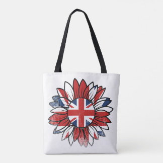 Tote Bag Dessin de tournesol vintage en détresse du drapeau