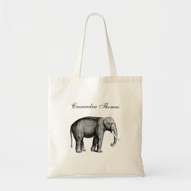 Tote Bag Dessin d'éléphant vintage (Devant)
