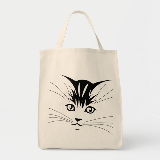 Tote Bag Dessin face de chat (Devant)