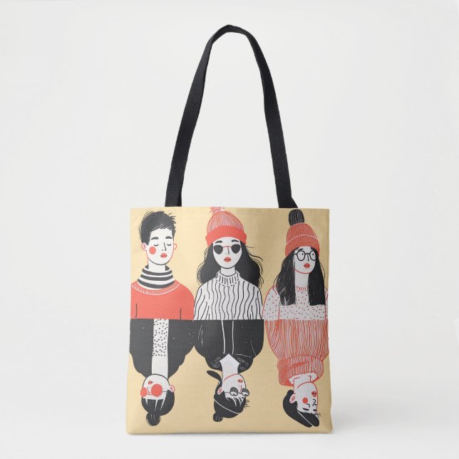 Tote Bag Dessin moderne simple des jeunes cool (Devant)