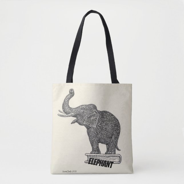 Tote Bag Dessin noir et blanc d'éléphant, 1935 (Devant)