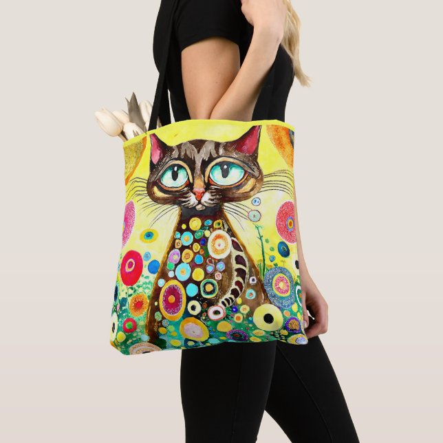 TOTE BAG DESSIN UNIQUE D'UN CHAT BROWN ET GRAND OEIL (De près)