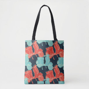 Tote Bag dessin vintage coloré à la main scooter s moto
