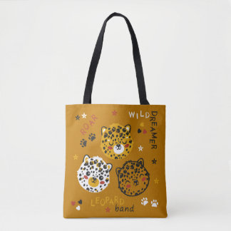 Tote Bag Dessin Visage De Chat Léopard. Little Funny Cheeta