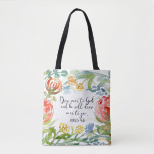 Tote Bag Dessinez près de Dieu   James 4:8
