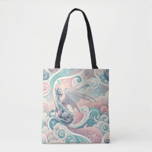 Tote Bag Dessins lunaires : Imaginaire Pastel Dragon