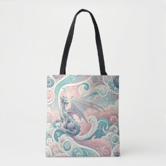 Tote Bag Dessins lunaires : Imaginaire Pastel Dragon