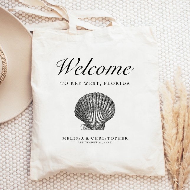 Tote Bag Destination Mariage Bienvenue Scallop Seashell (Créateur téléchargé)