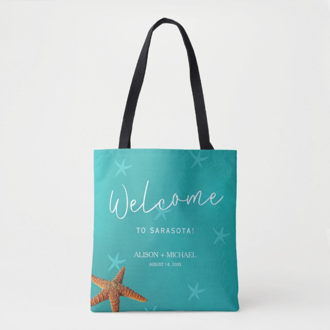 Tote Bag Destination plage mariage bienvenue étoile bleue (Devant)