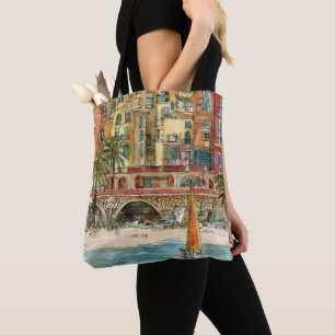 Tote Bag Destinations   Watercolor Beach & Bâtiments
