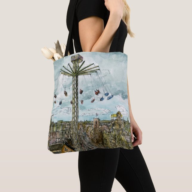 Tote Bag Destinations | Watercolor European Swing Ride (De près)