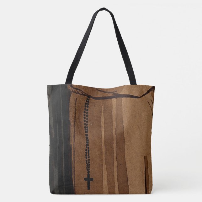 Tote Bag Deux côtés, Monk Kissing Nun et Croix Brown (Dos)