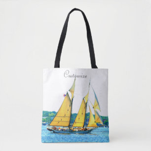 Tote Bag deux et trois schooners mâtés du Maine