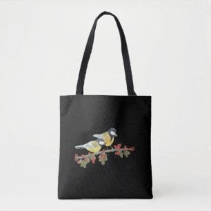 Tote Bag Deux Grands Oiseaux de Tit sur la branche de l'épi