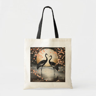 Tote Bag Deux grues noires Fantasy Mignonnes