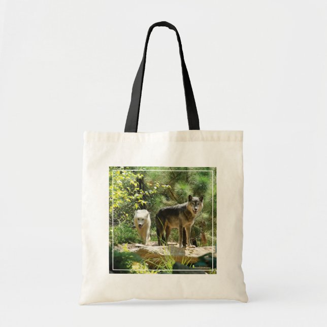 Tote Bag Deux loups gris en forêt (Devant)