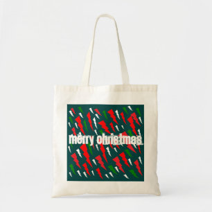 Tote Bag Deux tons vert plus rouge blanc Joyeux Noël