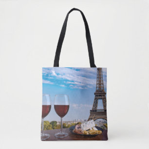 Tote Bag Deux verres de vin en café à Paris